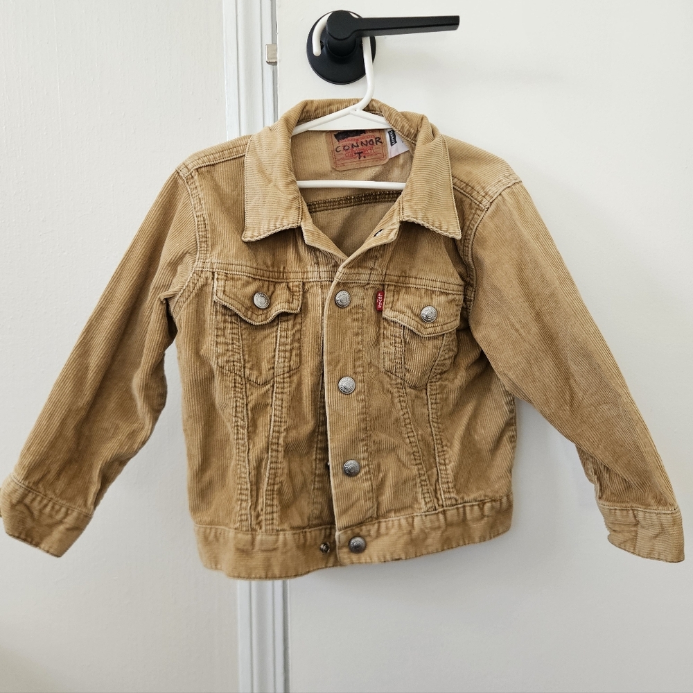Levis Toddlers Boys Jacket 4T Corduroy Tan Cotton Trucker Snap Preppy Thin Wale